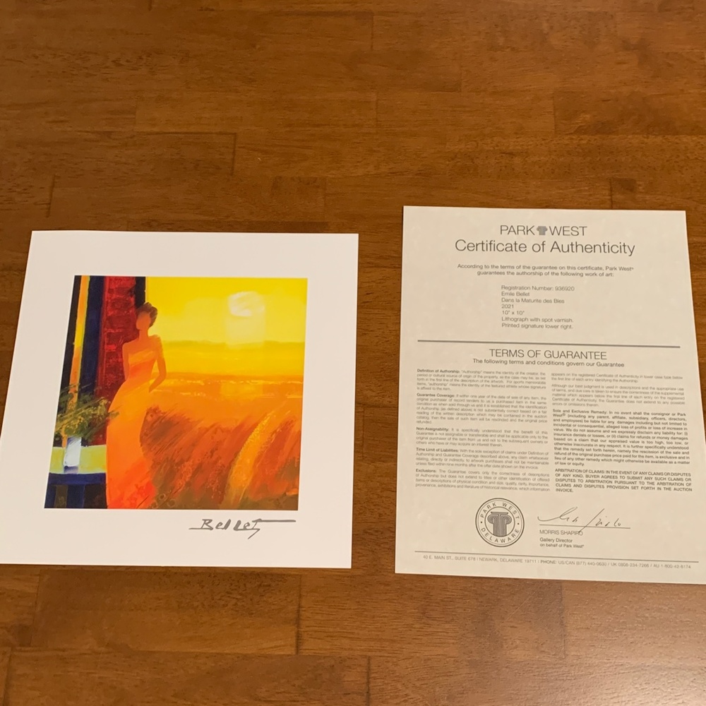 Emile Bellet "Dans la Maturite des Bles" Lithographic